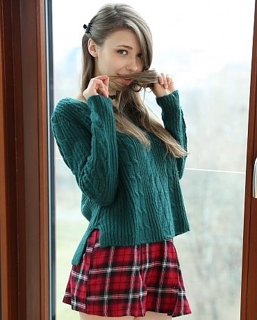 Mila Azul - sexy schoolgirl getting naked 