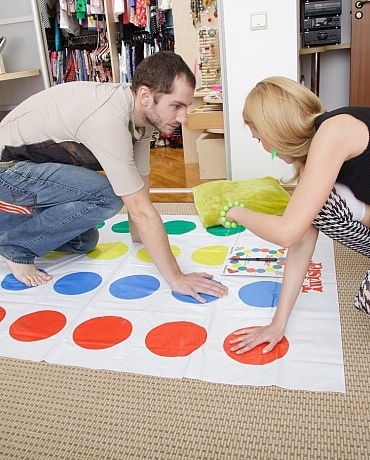 Ema ready to play twister with her stockings on