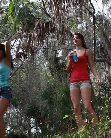 Gia & Layla playing in the woods together getting naked