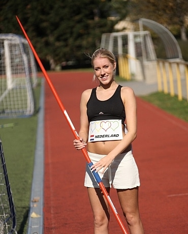 Kathy on the track field playing