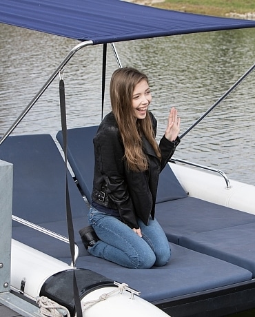 Mila azul Naked by the boat 