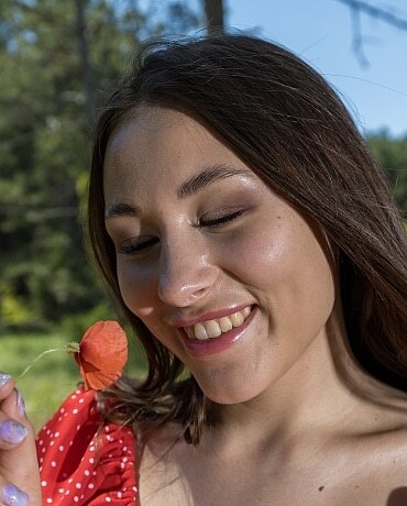 Sumiko enjoying a beautiful outdoor picnic